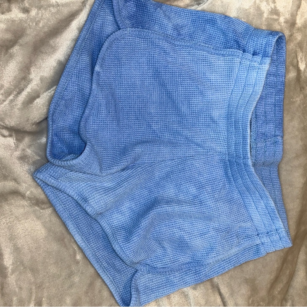 Blue Textured Shorts-XS
